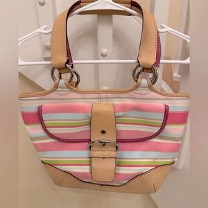 COACH Multi-Color Striped Spring Purse